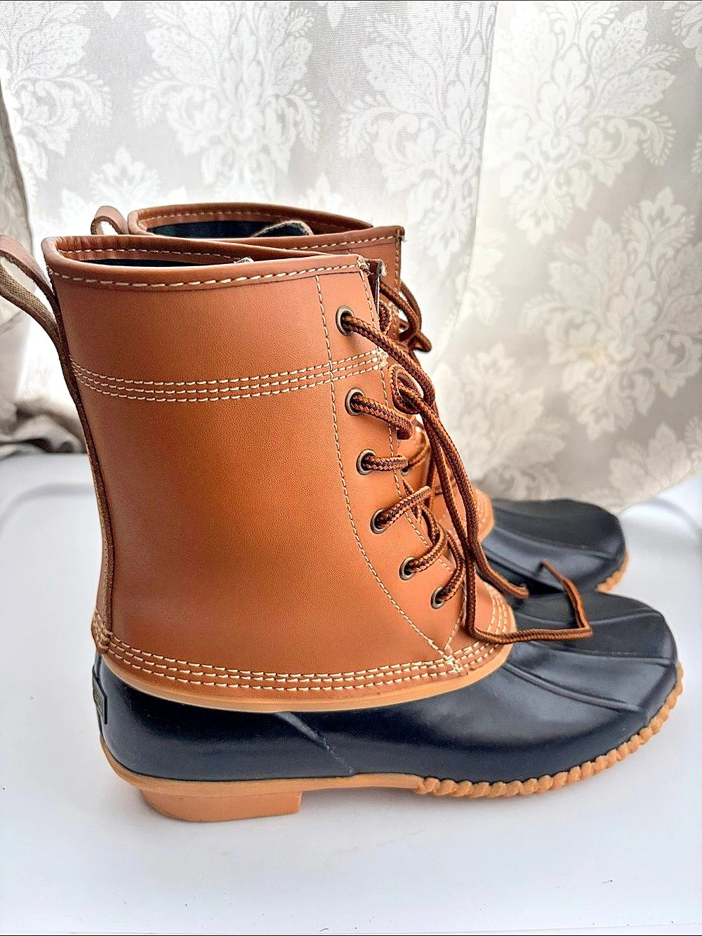 Lands' End Women's Insulated Duck Boots Plaid Brown & Black Women's 7.5